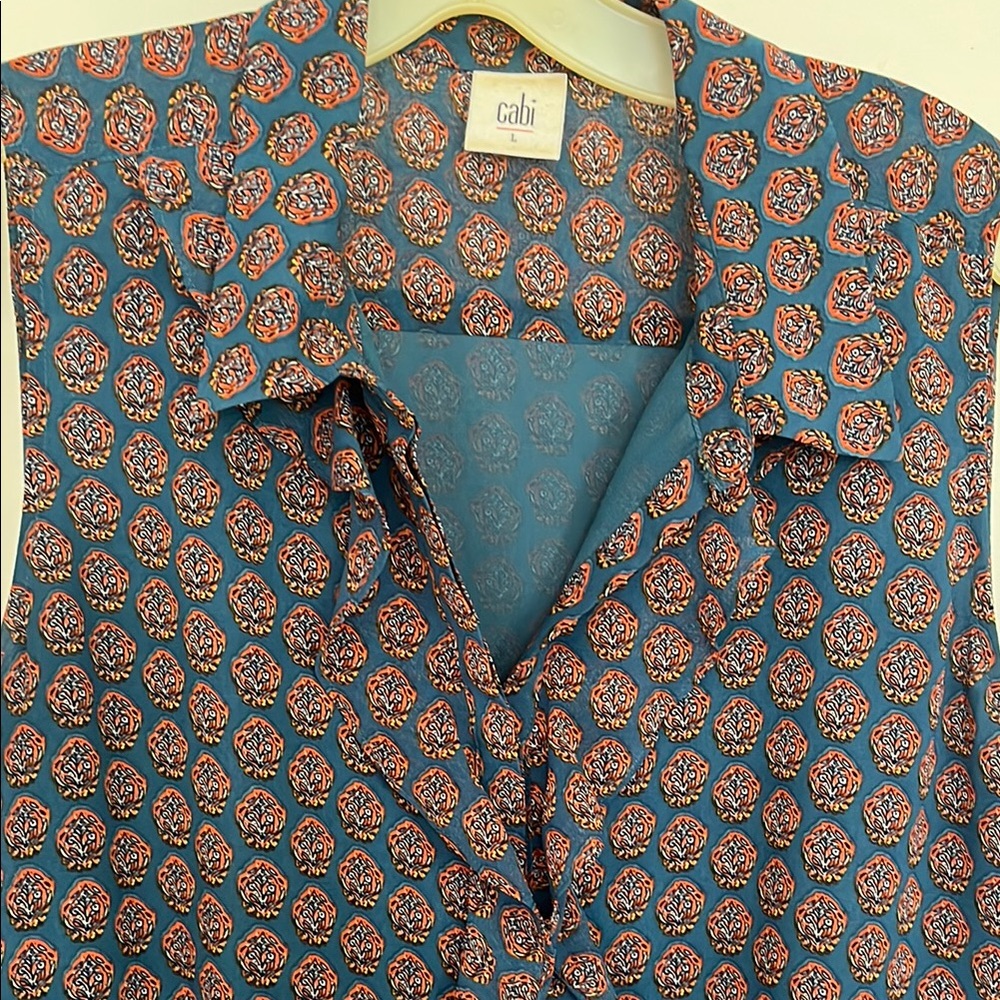 Cabi Blue and Orange Patterned Blouse - Picture 2 of 16